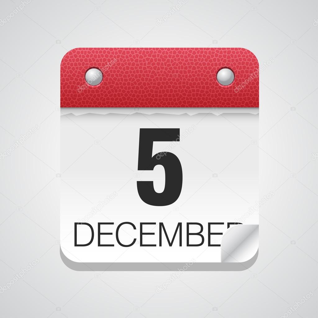 Het pictogram van de kalender  met 5  December   Stockvector 