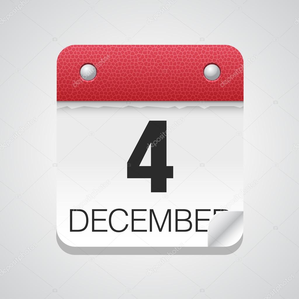 Icono de calendario con el 4 de diciembre — Vector de stock