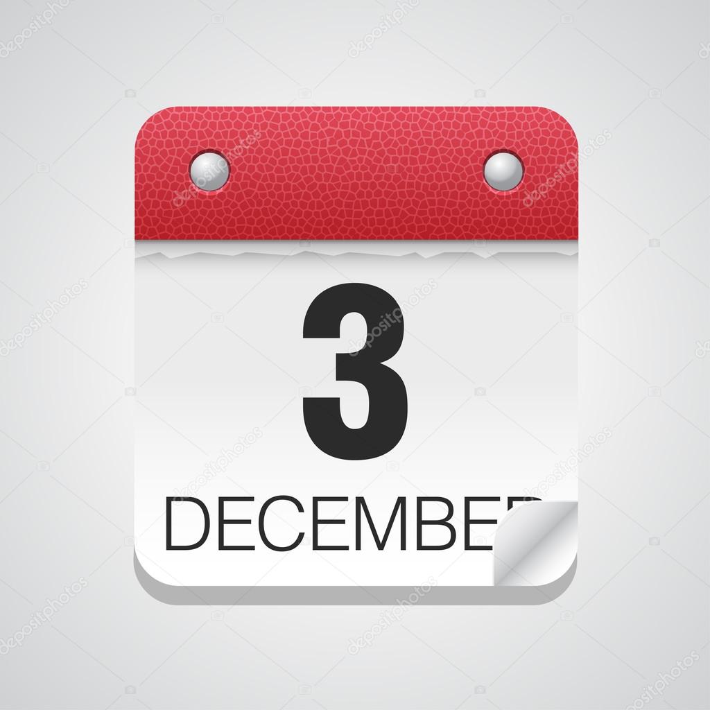 Icono del calendario con 3 de diciembre — Vector de stock © whitebarbie