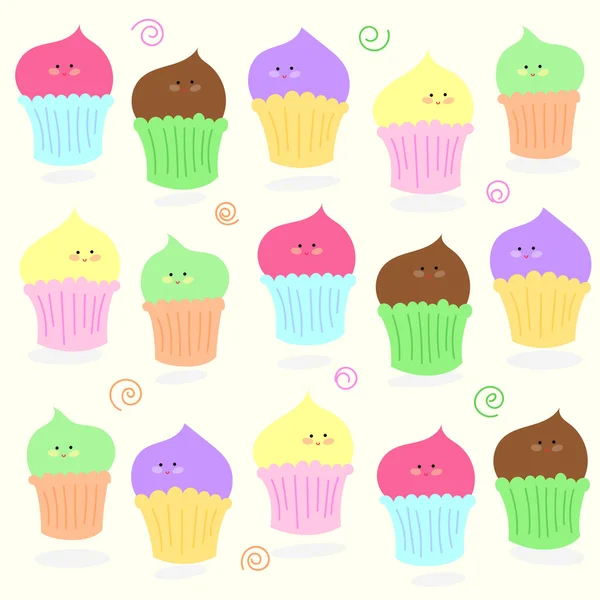 Pastelitos dulces de dibujos animados — Vector de stock