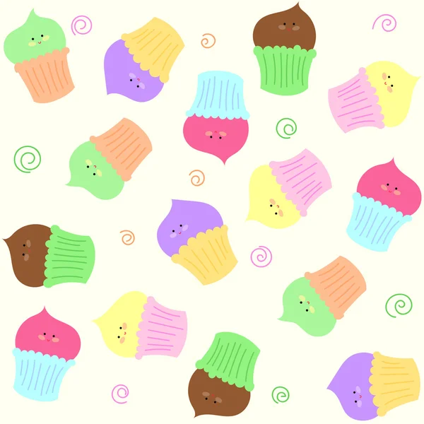 Pastelitos dulces de dibujos animados — Vector de stock