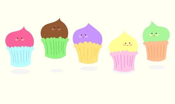 Pastelitos dulces de dibujos animados — Vector de stock