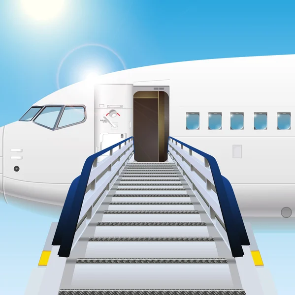 Loading ramp with airplane — Stock Vector