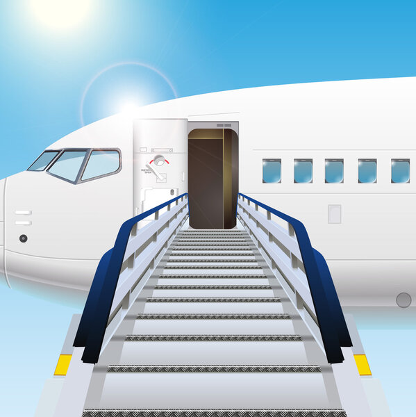 Loading ramp with airplane