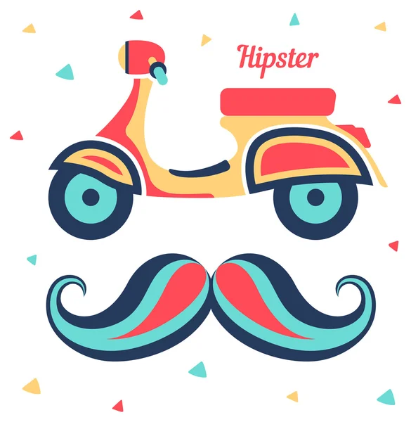 Oldtimer-Roller und Hipster-Schnurrbart — Stockvektor
