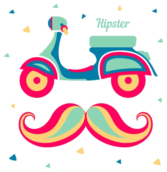 Oldtimer-Roller und Hipster-Schnurrbart — Stockvektor