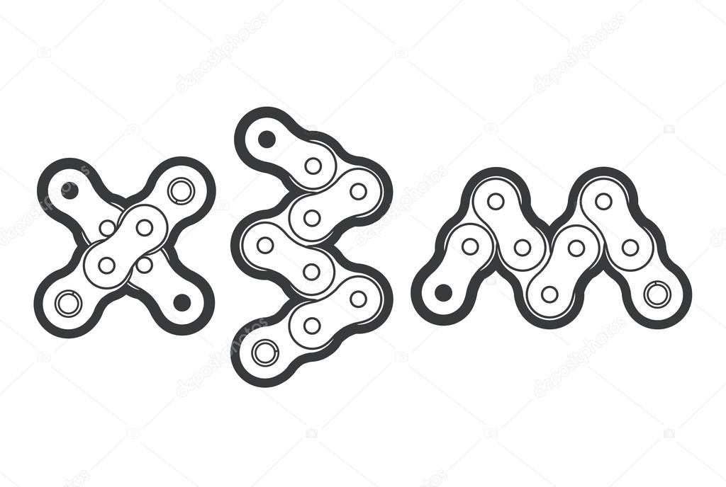 Extreme bicycle chain typography. Vector logotype for extreme sports event. Best for mountain bike or pit bike challenges.