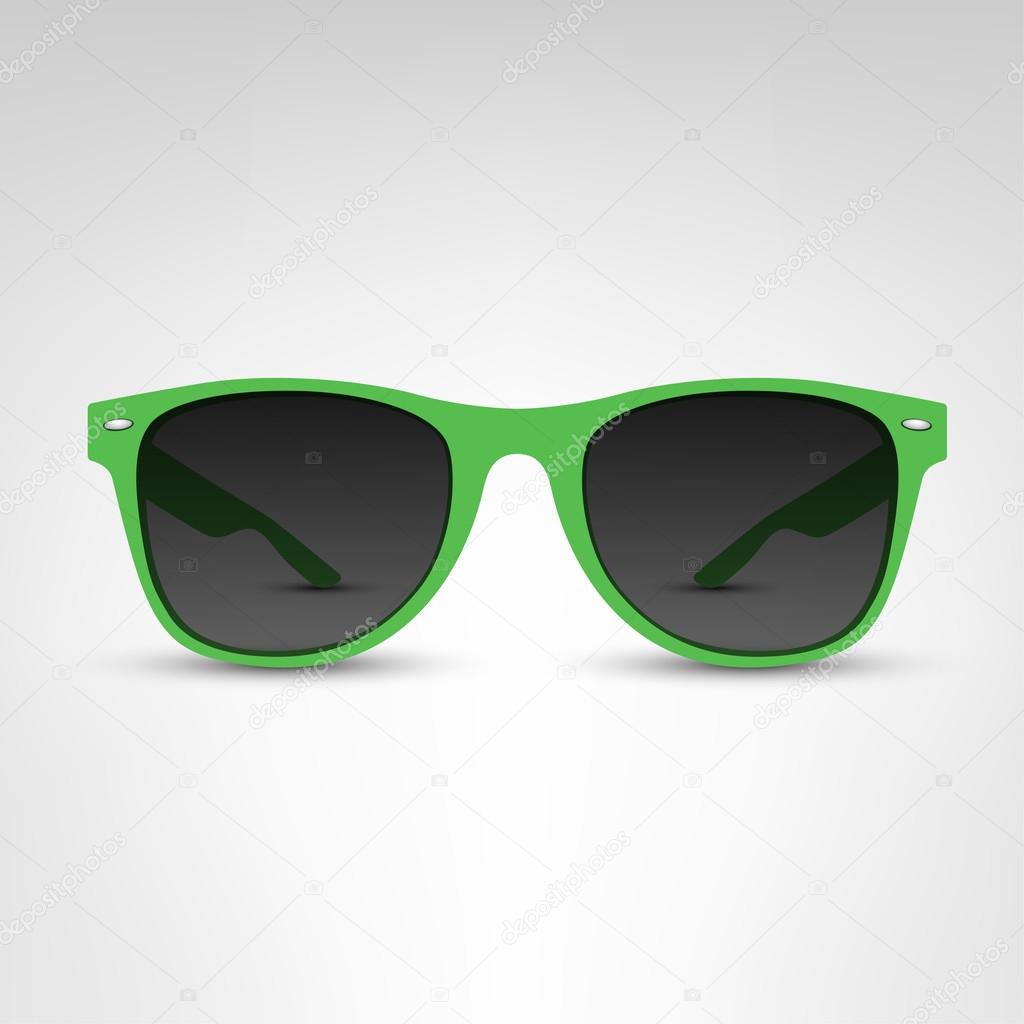 green sunglasses on white