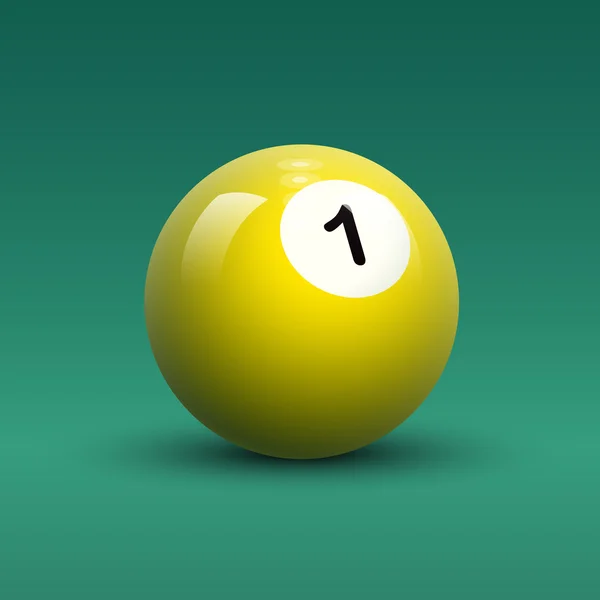 Boule de billard jaune avec numéro 1 — Image vectorielle