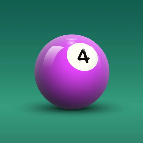 Violet biljardboll med nummer 4 — Stock vektor