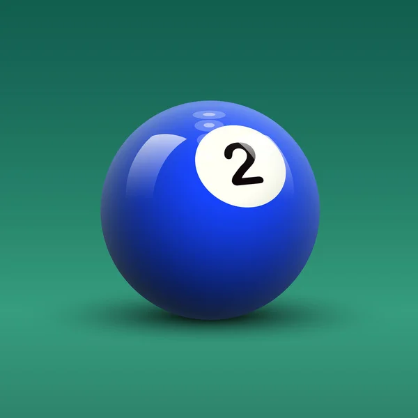 Blue billiard ball with number 2 — Stock Vector