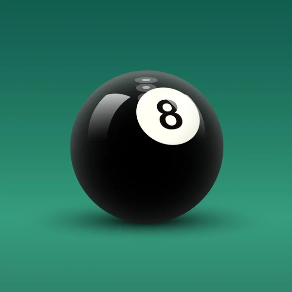 Black billiard ball with number 8 — Stock Vector