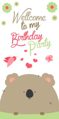 Mutlu doğum günü davetiyesi şirin koala ile