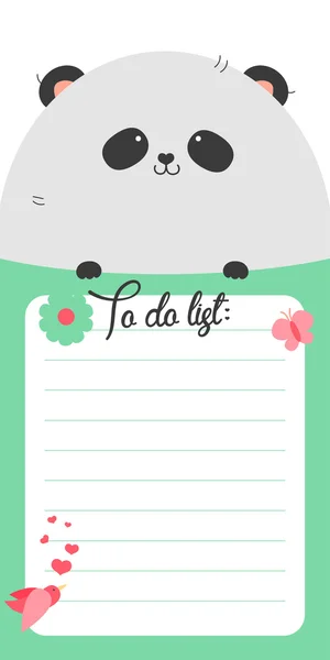 To do list with cute panda — Stock Vector