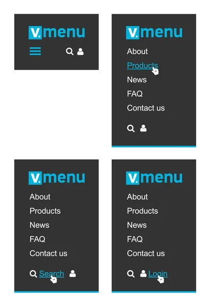 Vertikal meny för webbplats — Stock vektor