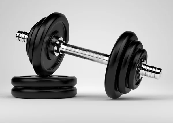 Steel dumbbell equipment — Stock Photo, Image