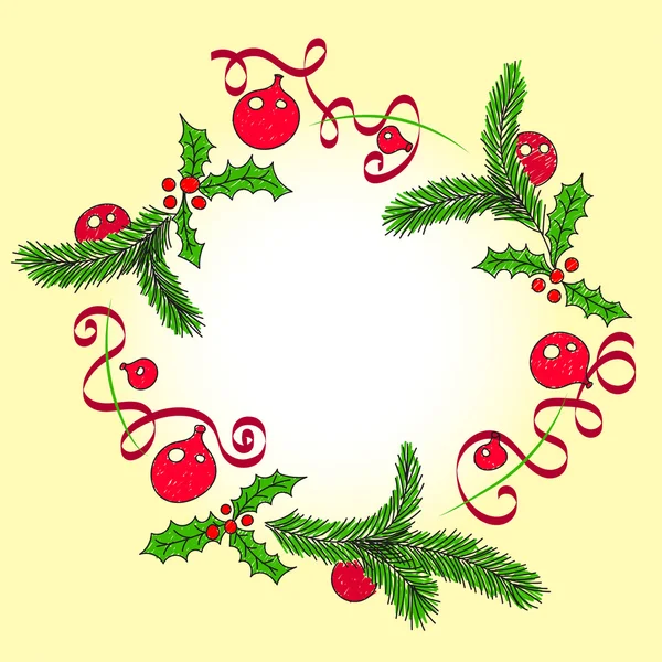 Grinalda de Natal com decoração — Vetor de Stock