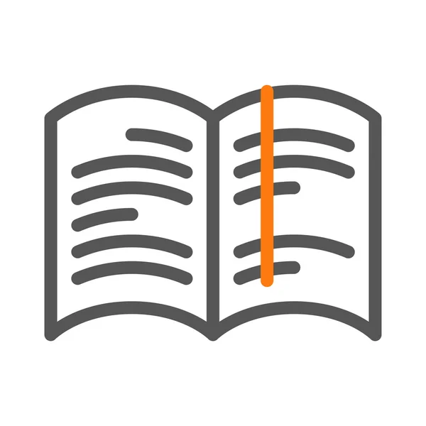 Cuaderno o libro con icono de marcador — Vector de stock