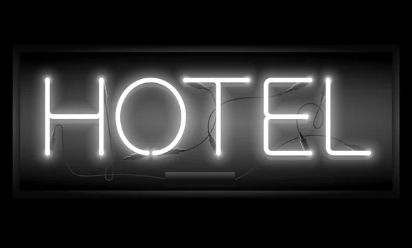 Realistische neonfarbene Hotelbeschriftung. — Stockvektor