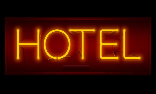 Realista neon Hotel inscrição . —  Vetores de Stock