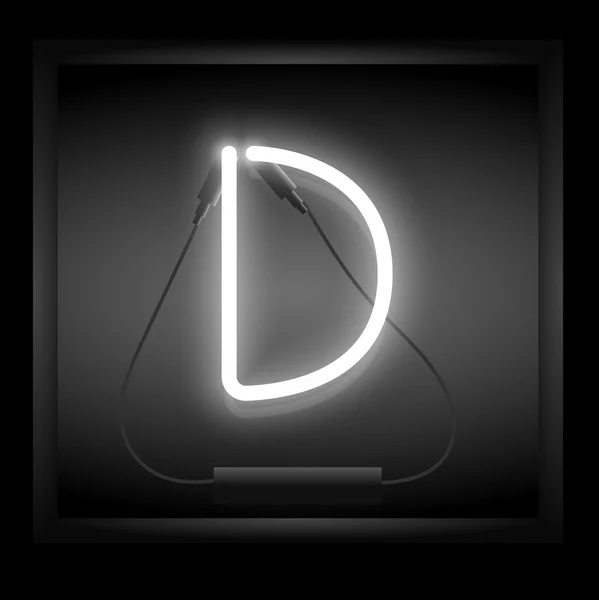 Realistic neon letter D — Stockvector