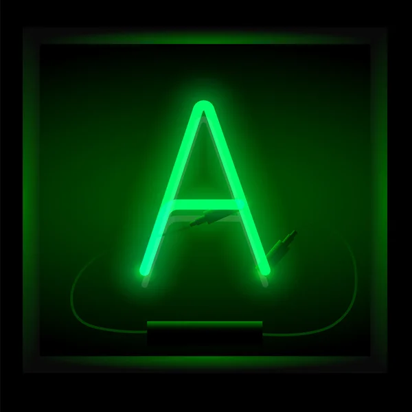 Realistické neon písmeno A — Stockový vektor