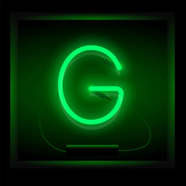 Reális neon betű G — Stock Vector