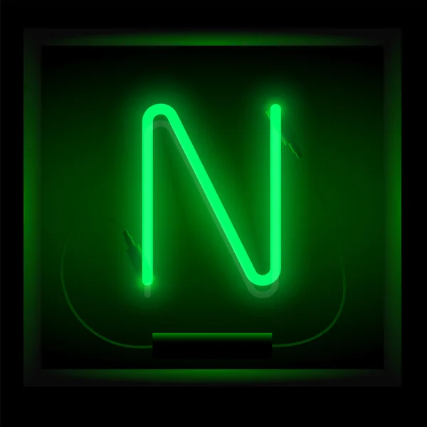 Realistic neon letter N — Stock Vector