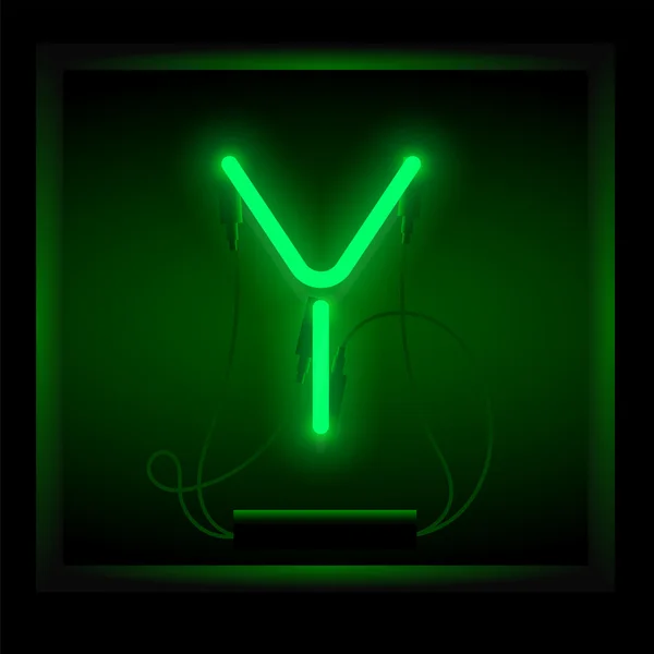 Realistic neon letter Y — Stock Vector
