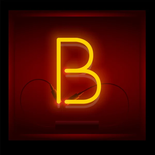 Lettera realistica al neon B — Vettoriale Stock