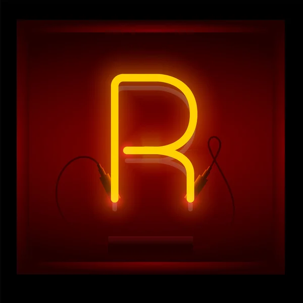 Realistic neon letter R — Stock Vector