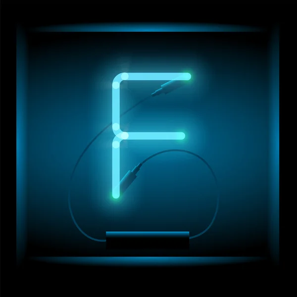 Реалистичная неоновая буква F векторная иллюстрация. Светящийся шрифт . — стоковый вектор