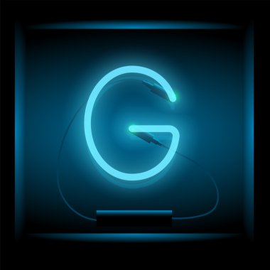 Gerçekçi neon harf G vektör çizim. Parlak yazı tipi.