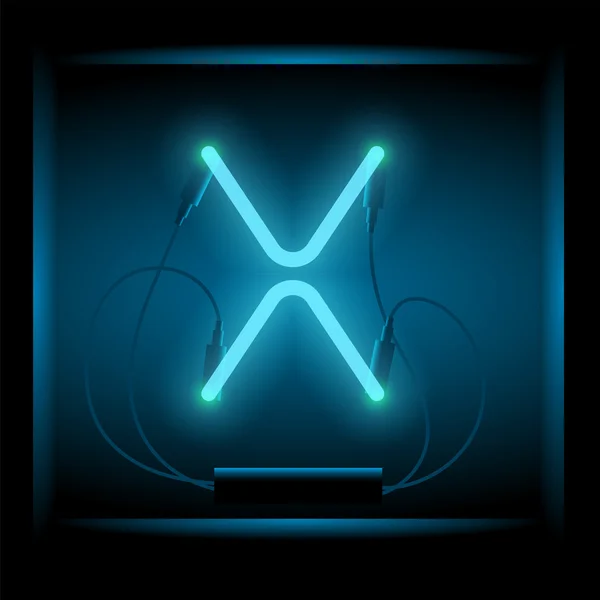 Ilustración realista del vector X de la letra de neón. Glowing fuente . — Archivo Imágenes Vectoriales