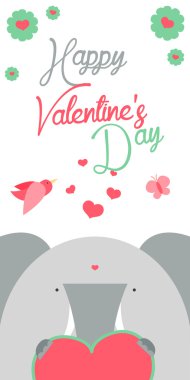 Happy Valentines Day invitation with Elephant