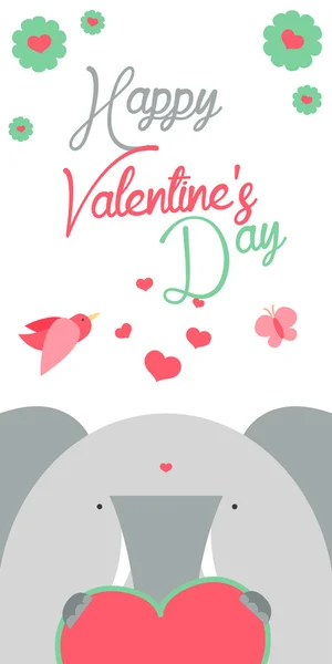 Happy Valentines Day invitation with Elephant — Διανυσματικό Αρχείο