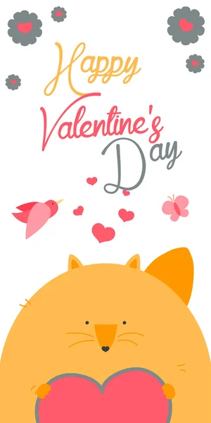 Happy Valentines Day invitation with Fox — Stock Vector