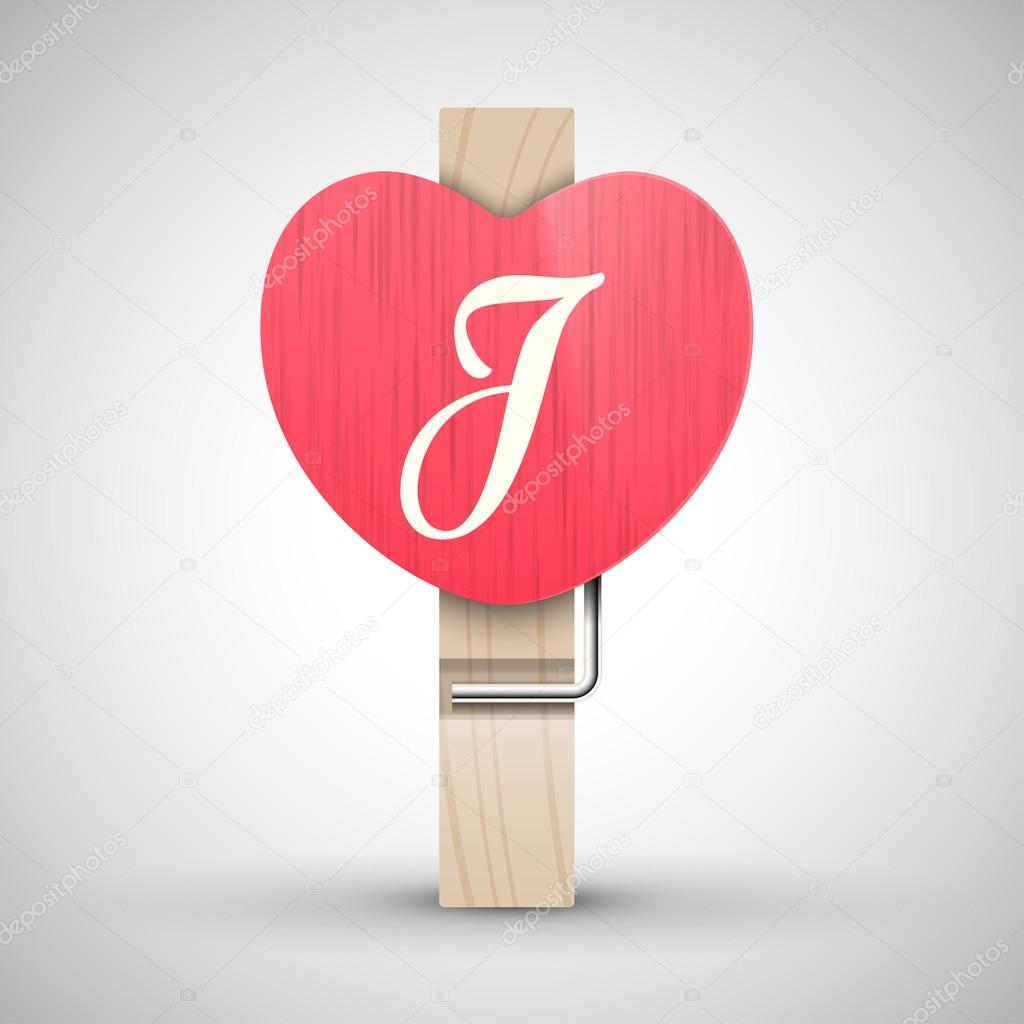 Clothes Heart Pin With Letter J Stock Vector C Whitebarbie 97479942