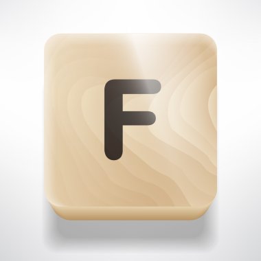 F harfi ile ahşap küp