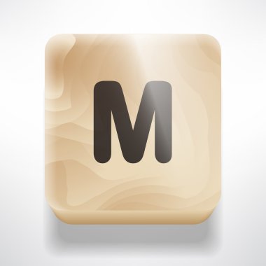 M harfinden ahşap küp