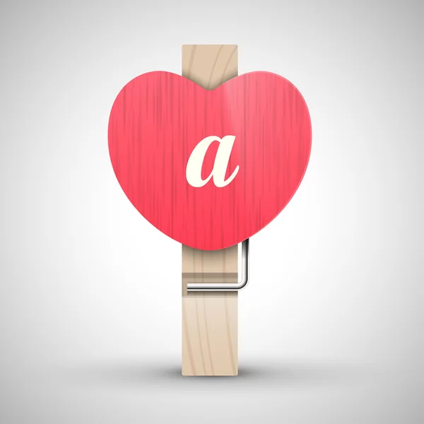 Clothes heart pin with letter a — Stockvector