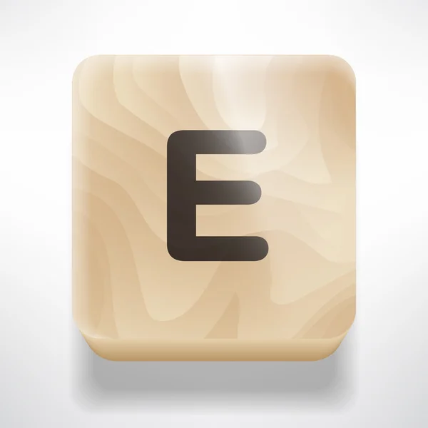 Wooden cube with letter E — Stock Vector