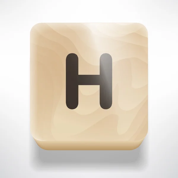 Wooden cube with letter H — Stockvector