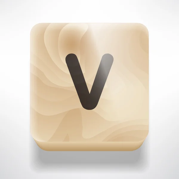 Wooden cube with letter V — Stock Vector