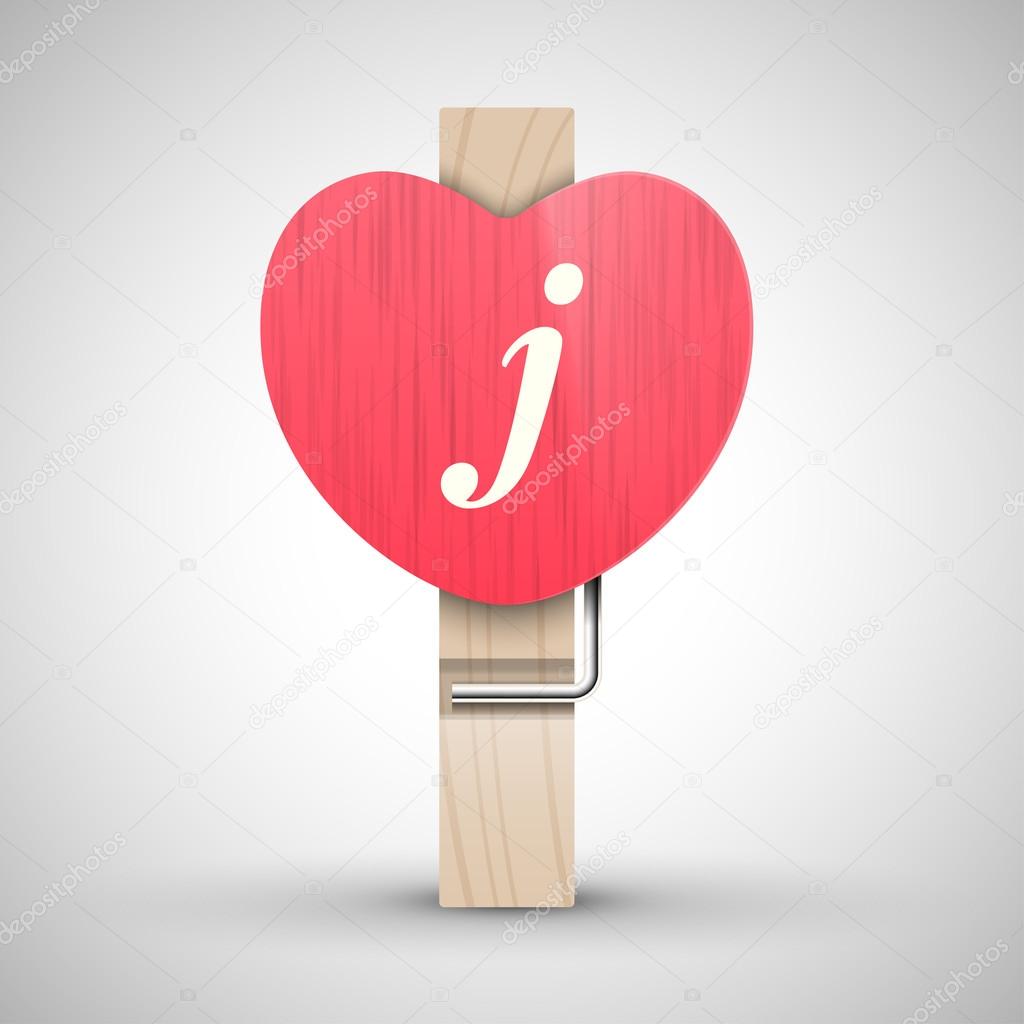 Clothes Heart Pin With Letter J Stock Vector C Whitebarbie 97480580