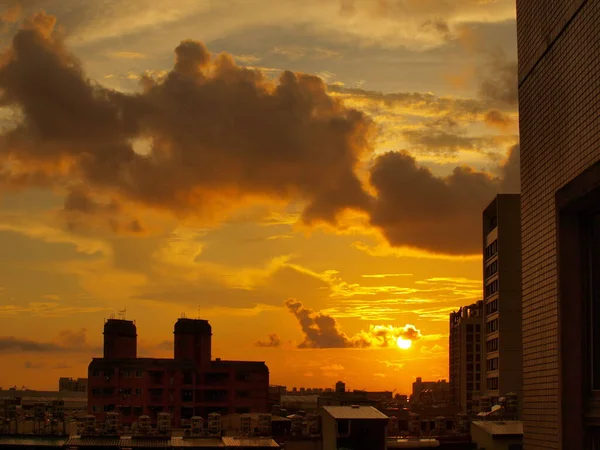 Por Sol Sobre Xiaogang Cidade Kaohsiung — Fotografia de Stock