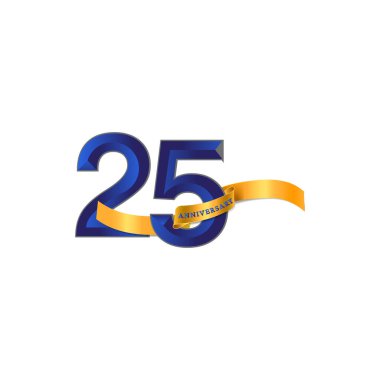 Sarı kurdele tasarımlı 25. Yıldönümü Kutlaması, Numara vektör şablonu