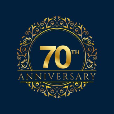 70 'inci yıl dönümü davetiye şablonu izole vektör çizimi. On yıl Siyah tebrik kartı şablonu