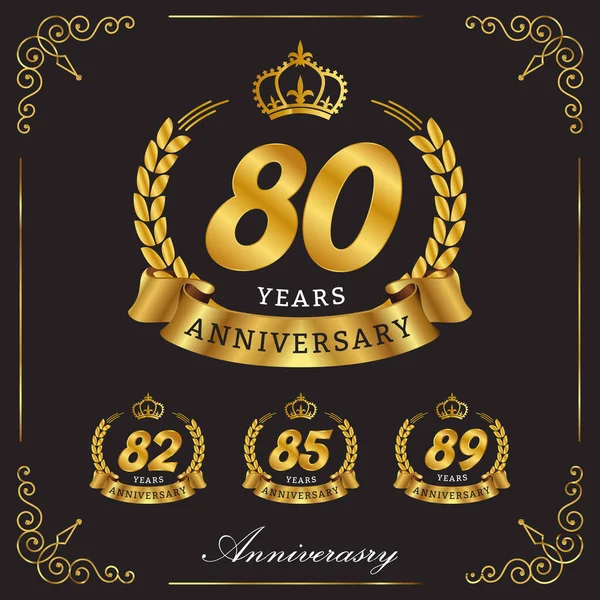 Ensemble Anniversaire Logo Avec Ruban Couronne Laurier Isolé Sur Fond — Image vectorielle