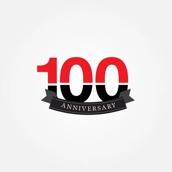 Логотип Празднования 100 Летия Логотип Юбилея Красным Черным Цветом Изолирован — стоковый вектор